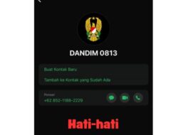Waspada..!! Beredar Nomor WhatsApp Palsu Mengatasnamakan Dandim 0813 Bojonegoro